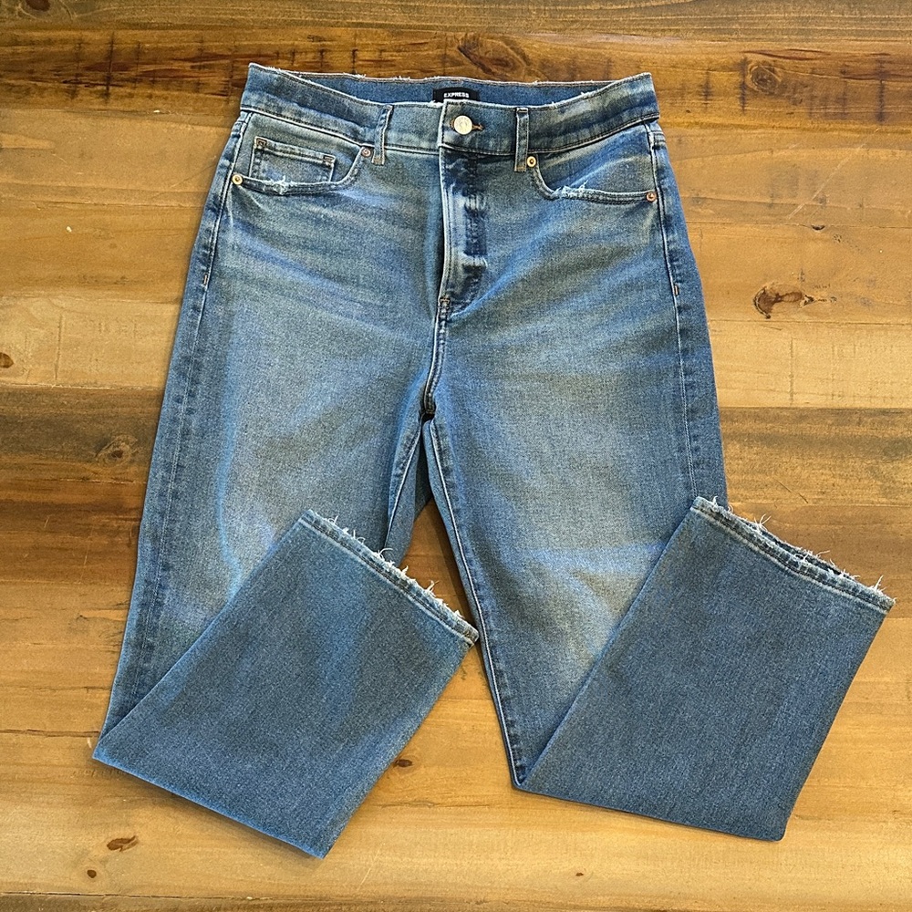 Express Light Blue Straight Leg Jeans